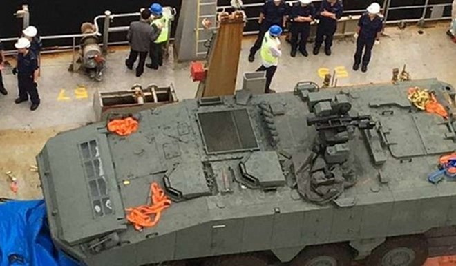 Singapore’s armored vehicles detained by Hong Kong (Source: Reuters)