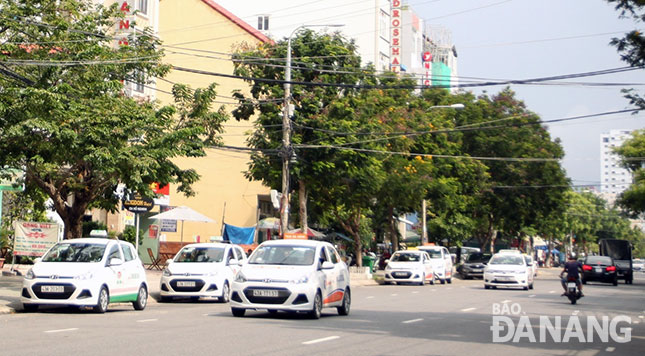 Ô-tô đậu, đỗ tràn lan trên các tuyến đường có nhiều khách sạn trên địa bàn quận Sơn Trà. 			