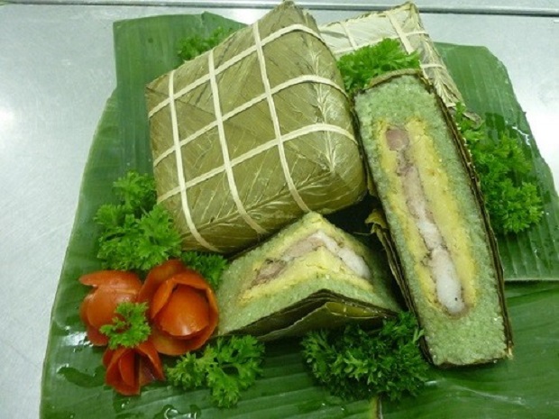 Soul food: 'Banh chung' (square cake) is a dish that is most identified with Tet