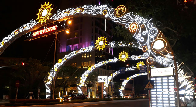   Impressive lighting display on a section of Nguyen Van Linh