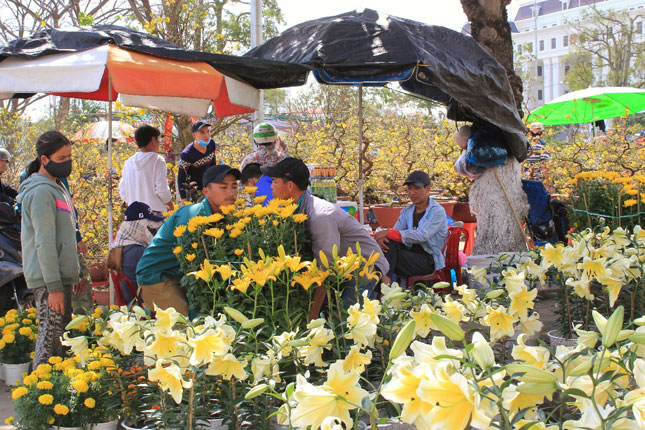 Bustling atmosphere at the Tet flower market