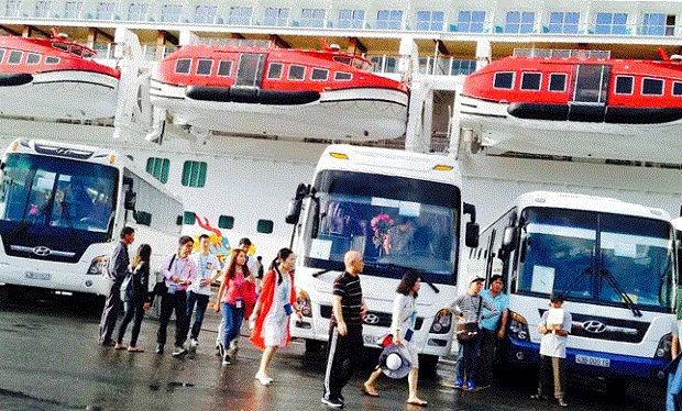  Cruise ship passengers arriving at Tien Sa Port