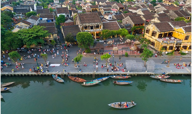 Visitors along a section of the river’s bank