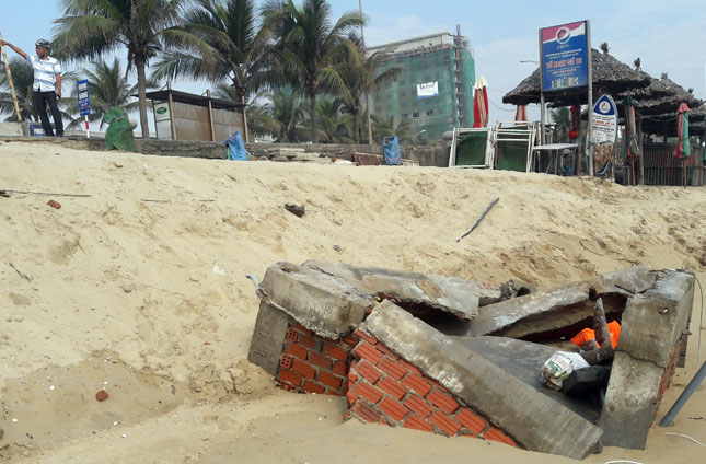 Remnants of the destroyed kiosk