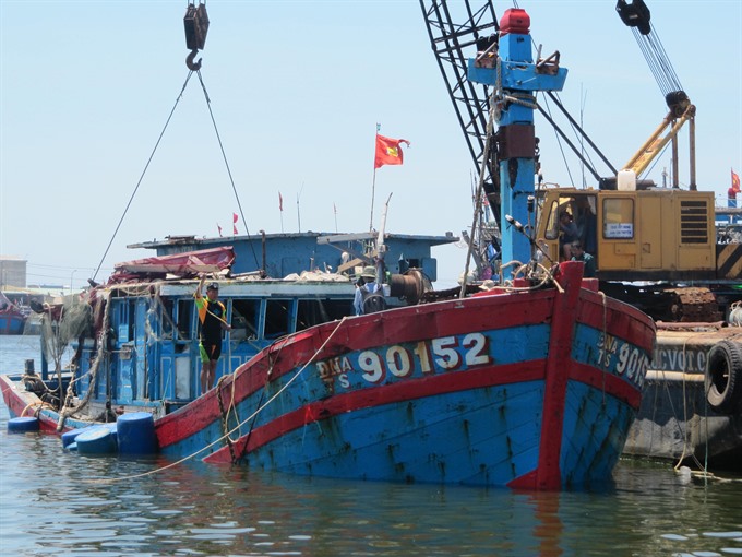 Memorial: A shipwreck of fishing trawler DNa TS 90152, which was rammed by a Chinese ship off the Hoàng Sa (Paracel)Archipelago of Việt Nam in 2014, will be displayed at Hoàng Sa Museum this September. VNS Photo Công Thành Read more at http://vietnamnews.vn/life-style/361902/sunken-shipwreck-to-display-at-hoang-sa-museum.html#q1TJ6Ec4X9MXT70z.99