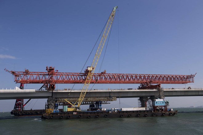 The Hong Kong-Zhuhai-Macau Bridge under construction. (Photo: European Pressphoto Agency)