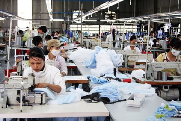 Workers at a local textiles and garments company