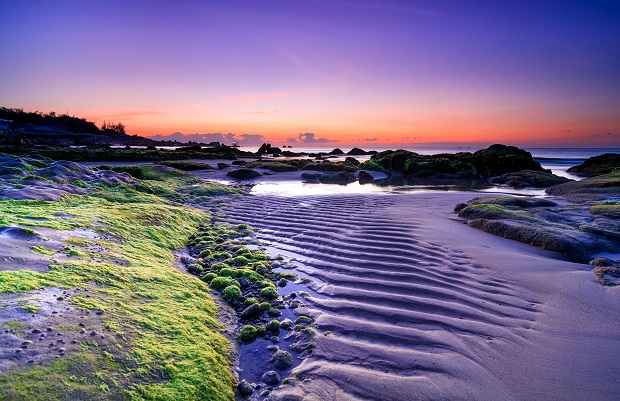 Amazing beauty of the beach at dawn