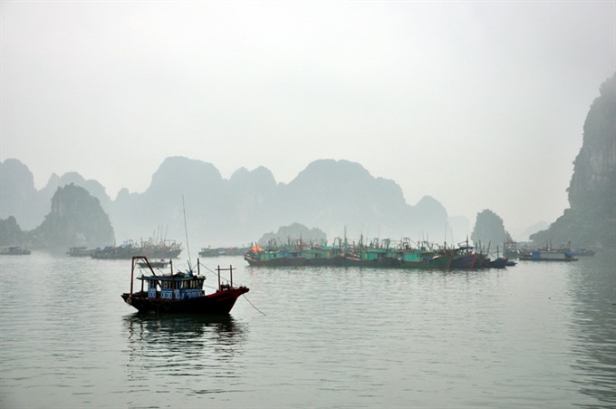 Fishing ships on the Ha Long Bay in Quang Ninh Province