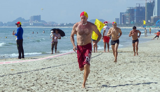 … in the triathlon category featuring a 200m running race, a 200m swimming race and a 200m swimming race with surfboards