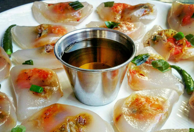 Banh bot loc, a chewy tapioca dumpling.