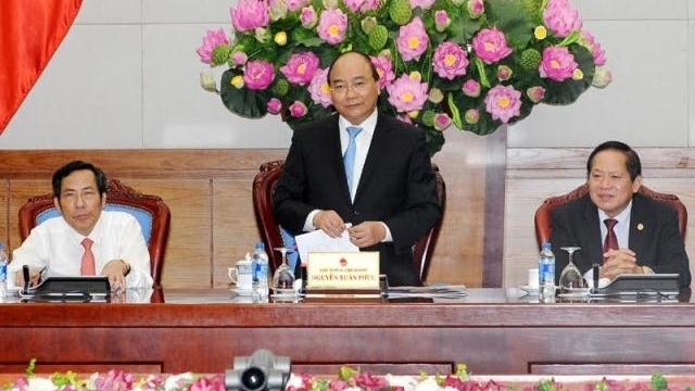 PM Nguyen Xuan Phuc speaking at the reception 