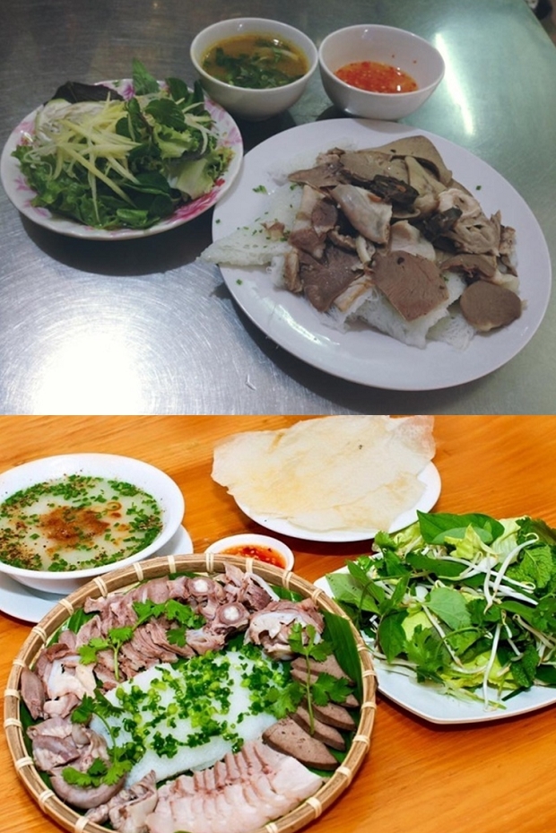 Banh hoi long heo (rice vermicelli cakes with boiled pig's intestines) This is a popular dish among tourists who visit Binh Dinh and Phu Yen. The Saigon vesion dish does not differ hugely from the original. In the central region, this is a popular dish that you can find pretty much anywhere and costs around VND25,000 ($1.1). In Saigon, it is not as popular and you have to search for restaurants that specialize in food from the central region. One portion can serve two people or more.