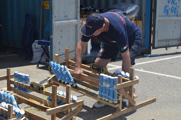  Sets of fireworks being installed