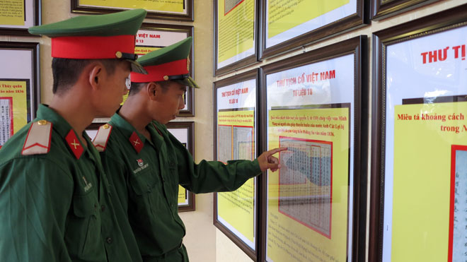 Military soldiers seeing the documents