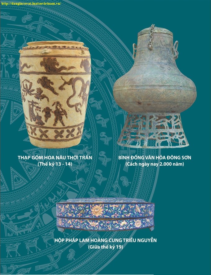 Unique treasures: Three antiquities to be auctioned on August 19 include a 2,000-year-old bronze vessel of Đông Sơn culture, a ceramic jar with brown patterns of the Trần Dynasty (13th century) and an enamel box of the Nguyễn Dynasty (mid-19th century) royal family.— Photo courtesy of No. 5 National Auction JSC  Read more at http://vietnamnews.vn/life-style/379848/vietnamese-antiquities-to-be-sold-in-first-of-its-kind-auction.html#q3Q4lhhQzWzQBRK1.99