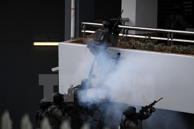 Malaysian police is conducting counter-terror drill in Kuala Lumpur (Photo: AFP/VNA)