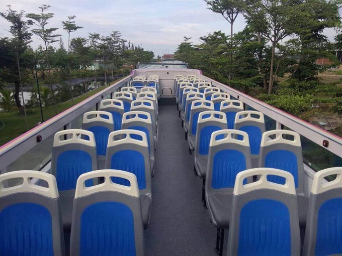 Open air travel: The top deck of buses operating at the CocoBay resort in Đà Nẵng City. Photo courtesy CocoBay Read more at http://vietnamnews.vn/life-style/379900/open-double-decker-bus-debuts-in-da-nang.html#GiWiWeRz3DKVesIm.99