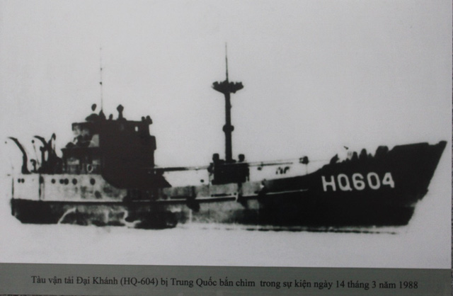 Tàu HQ 604 bị bắn chìm trong sự kiện 14/3/1988 được trưng bày tại bảo tàng ngầm Gạc Ma