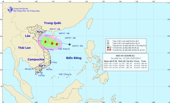 Đường đi của cơn bão. (Nguồn: nchmf.gov.vn)