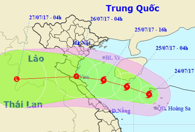 The forecasted path of Storm Sonca (Credit: NCHMF)