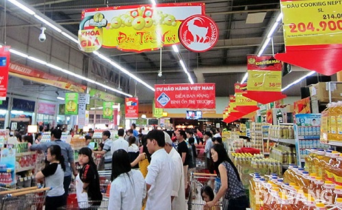 Shoppers at a local supermarket
