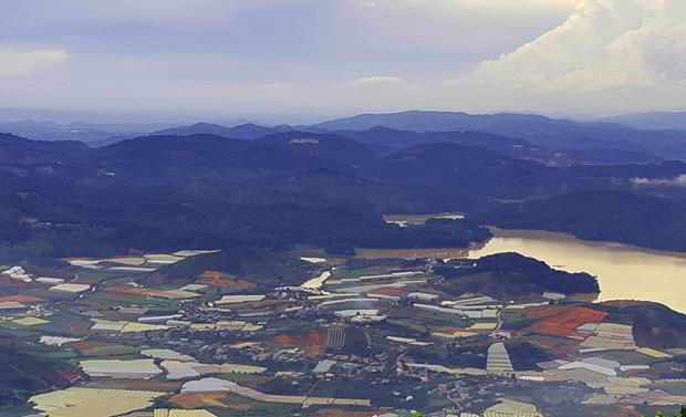 An overview of Da Lat City from the mountain