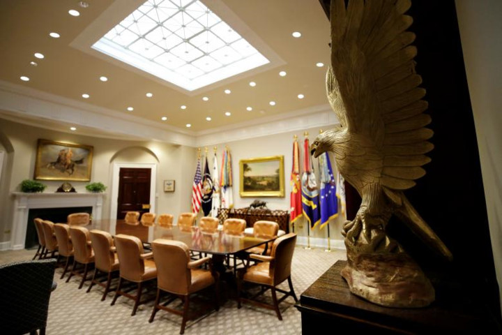 Phòng Roosevelt trong Nhà Trắng sau khi được tu sửa.