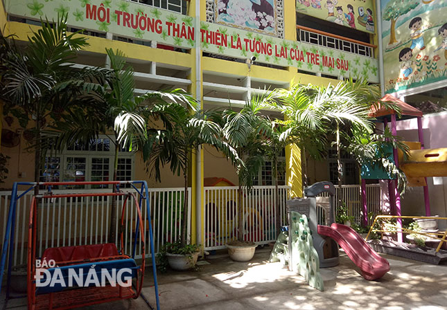 Trường mầm non Thủy Tiên được cải tạo khang trang chuẩn bị cho năm học 2017-2018.