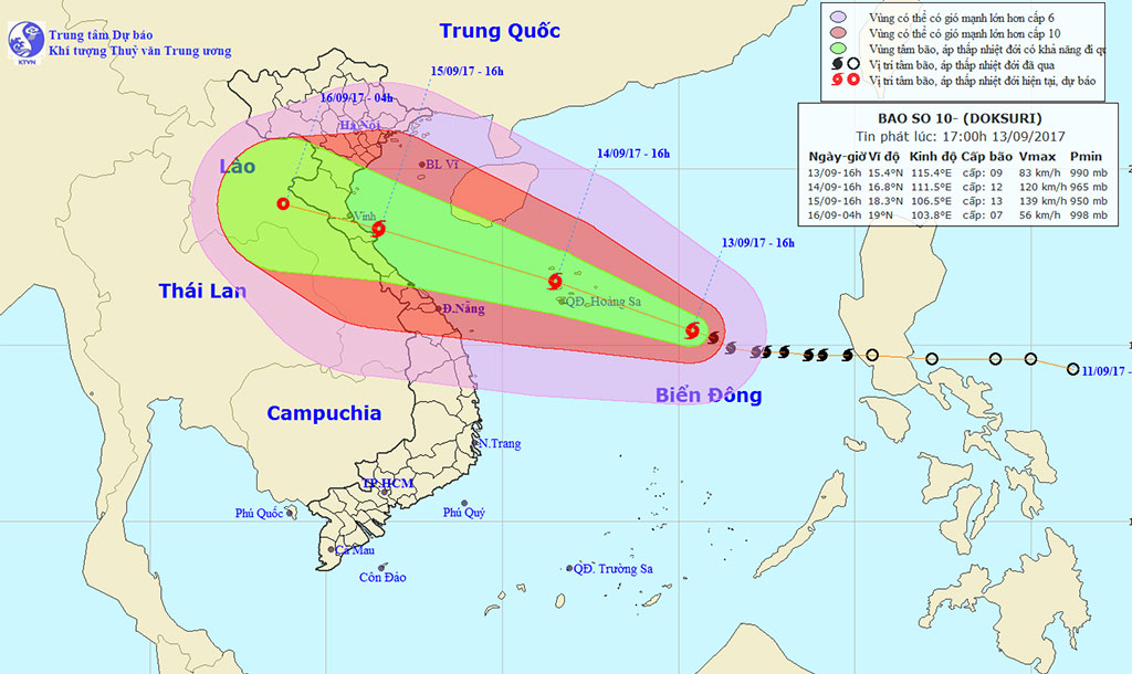 The expected path of the storm 