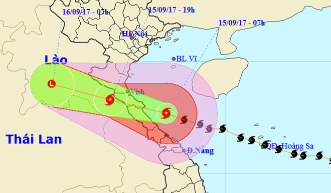 The expected path of the storm