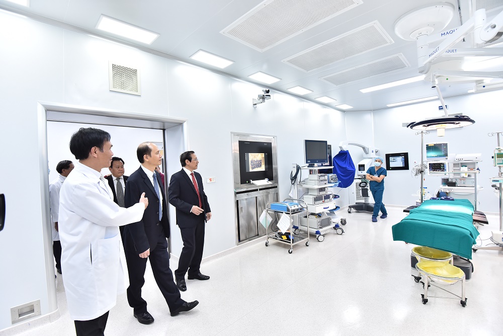 Inside one of the hospital’s modern operating rooms