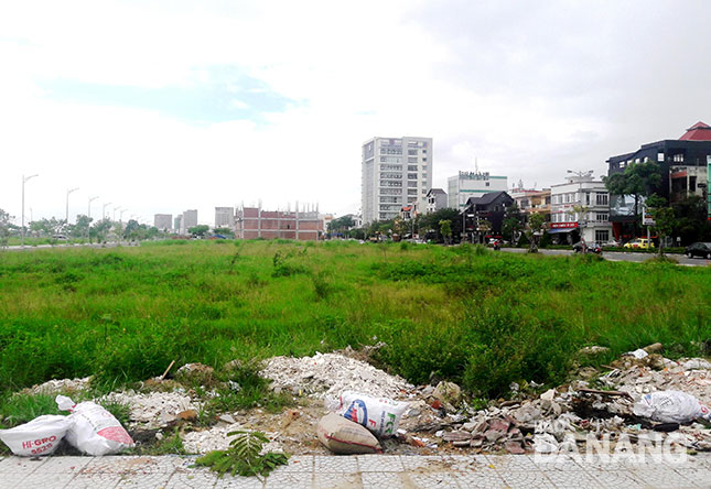 Trên đường 2 Tháng 9, một số lô đất trống vẫn chưa được chủ đầu tư dọn dẹp vệ sinh môi trường.		Ảnh: NGỌC PHÚ