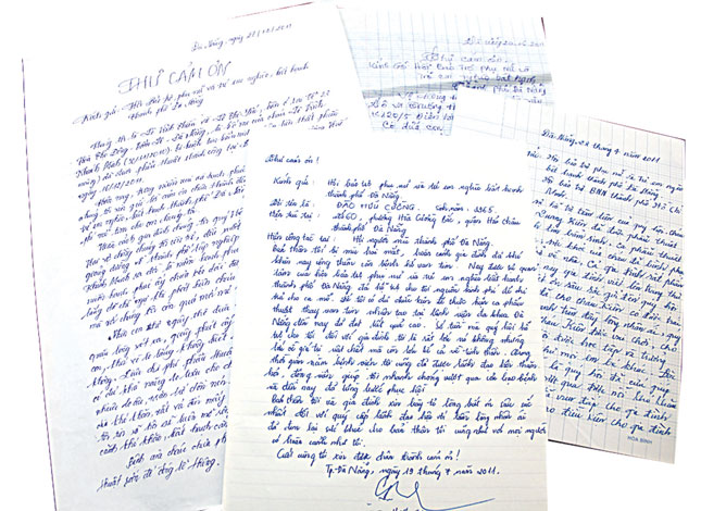 Những lá thư chứa chan tình cảm của các trường hợp đã được trợ giúp gửi tới Hội Bảo trợ Phụ nữ và Trẻ em nghèo bất hạnh thành phố Đà Nẵng.