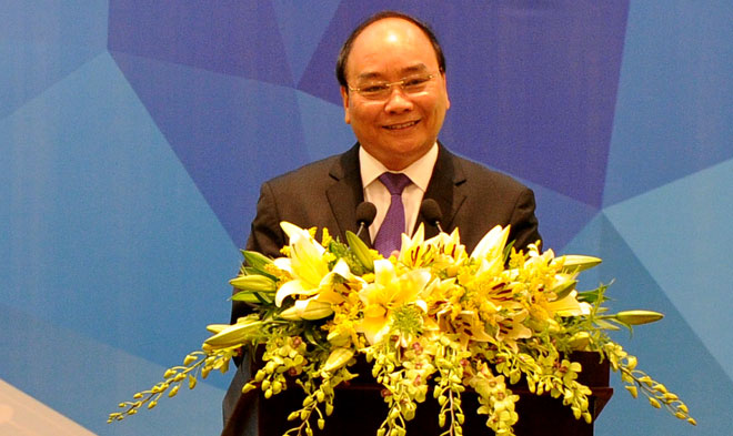Thủ tướng Chính phủ Nguyễn Xuân Phúc phát biểu tại hội nghị. Ảnh: ĐẶNG NỞ