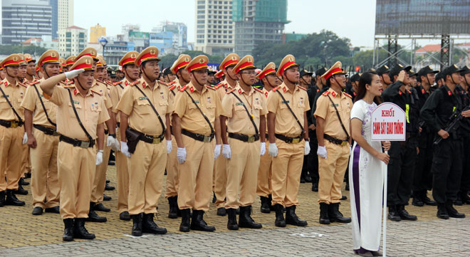 …traffic police officers at the rehearsal