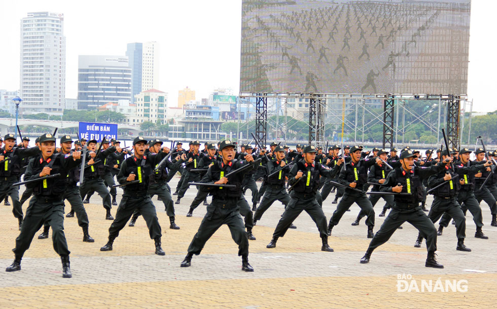  A mixed martial arts performance by the rapid response police officers