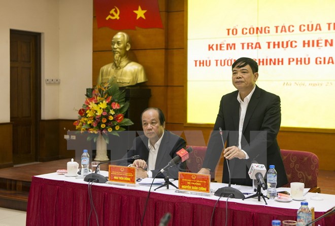 Bộ trưởng Bộ Nông nghiệp và Phát triển nông thôn Nguyễn Xuân Cường phát biểu. (Ảnh: Hoàng Hùng/TTXVN)