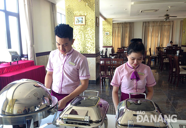 Cooking staff members at a local hotel