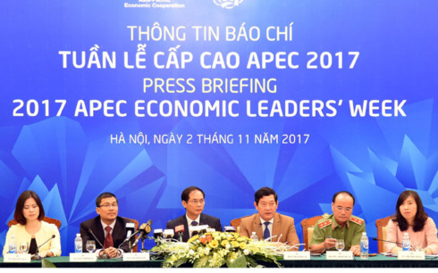 Cuộc họp báo quốc tế về Tuần lễ Cấp cao APEC 2017 (Ảnh: Mạnh Hùng)