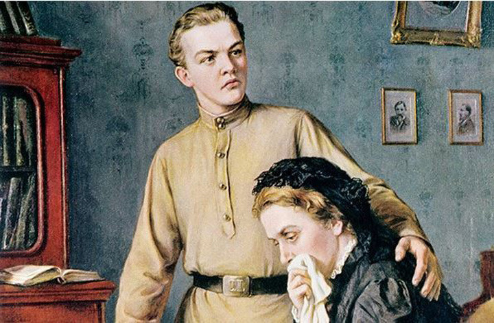Bức tranh về Lenin thời trẻ bên người mẹ của mình khi hai người nghe tin dữ về việc anh trai của Lenin bị hành quyết, vào tháng 5/1887. Ảnh: Bridgemanimages.