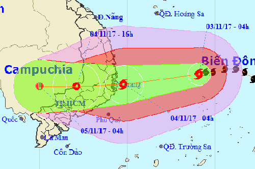 The expected path of storm Damrey