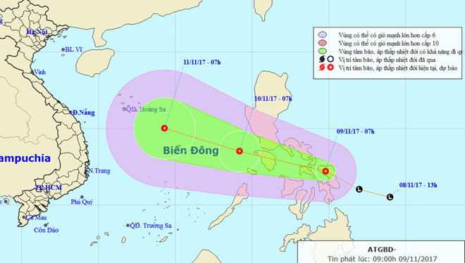 The expected path of the tropical depression (Photo: NCHMF)