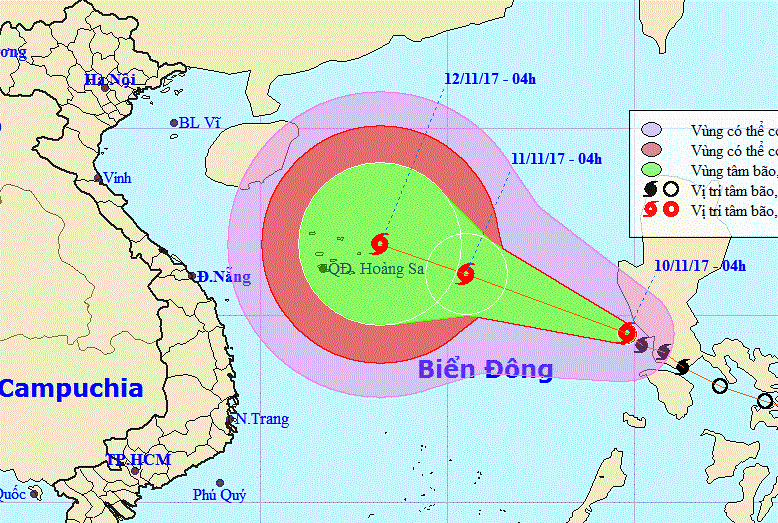 The expected path of the typhoon (Photo: NCHMF)