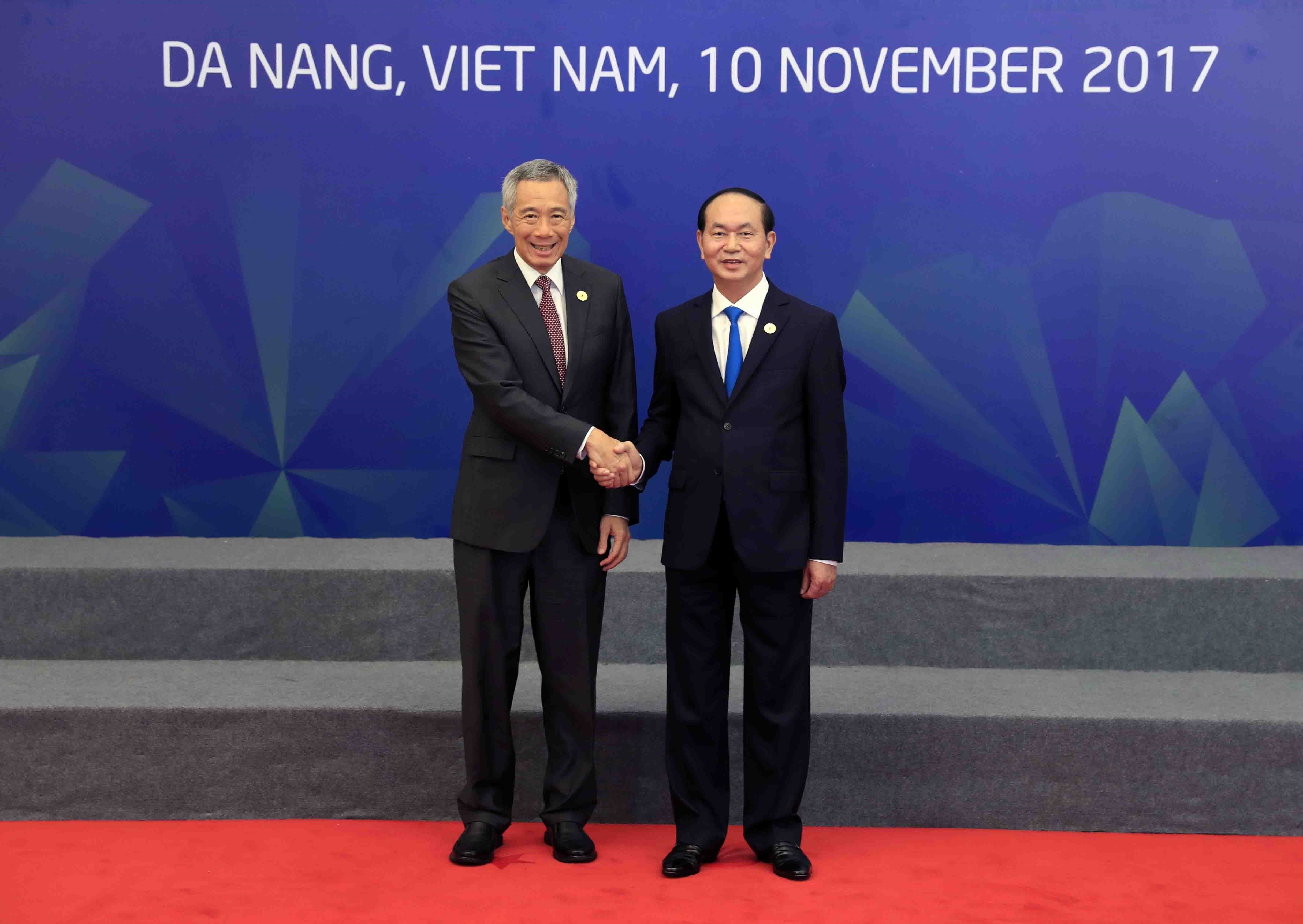 Chủ tịch nước Trần Đại Quang và Thủ tướng Singapore Lý Hiển Long.