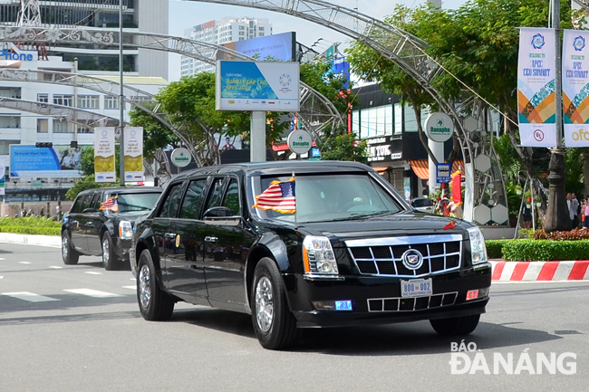 Cars were carrying the US delegation led by President Donald Trump