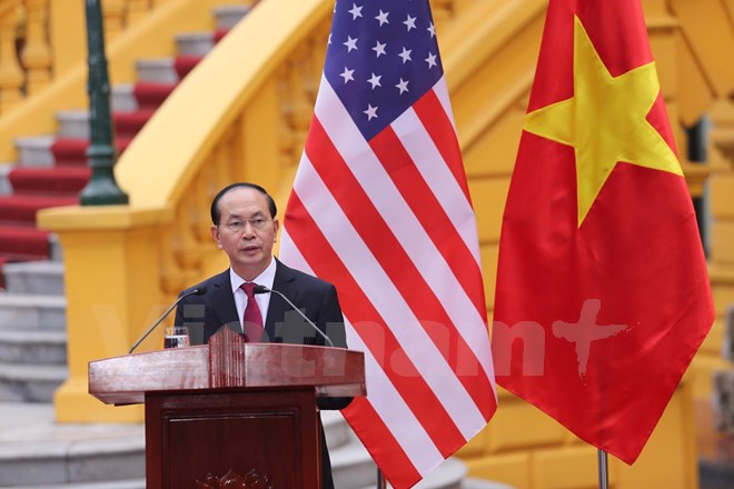 Chủ tịch nước Trần Đại Quang cho biết tại cuộc hội đàm với Tổng thống Trump, đôi bên nhận thấy hai nước còn nhiều dư địa phát triển quan hệ.(Ảnh: Minh Sơn/Vietnam+)