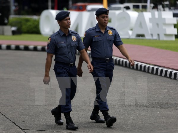 Cảnh sát Philippines tuần tra tại thủ đô Manila trước thềm các hội nghị ASEAN ngày 3/8. (Nguồn: EPA/TTXVN)