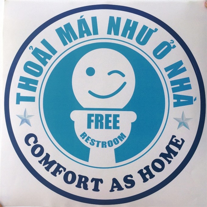The logo of free restrooms launched at restaurants, cafes, hotels and shopping centres in Đà Nẵng city. More than 300 sites in the city now offer free restrooms for tourists and local people. — VNS Photo Công Thành Read more at http://vietnamnews.vn/society/417965/da-nang-cafes-restaurants-offer-free-restrooms-for-tourists.html#RVVglZUomEyytwH7.99