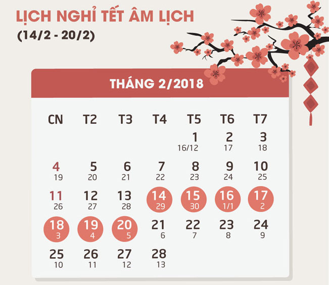 Lịch nghỉ Tết âm lịch